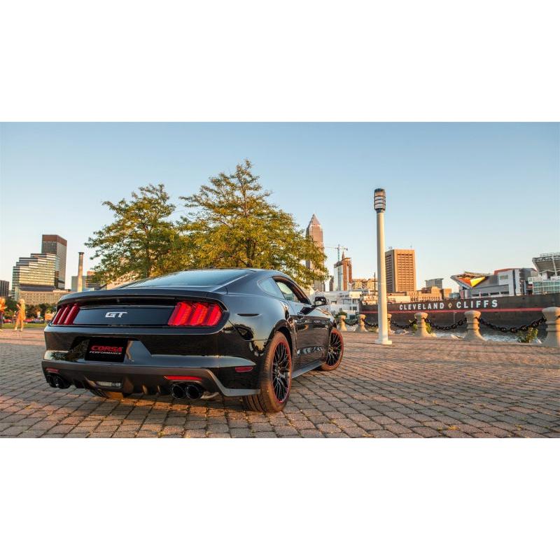 Corsa 2015-2017 Ford Mustang GT 5.0 3in Cat Back Exhaust Black Quad Tips (Sport)