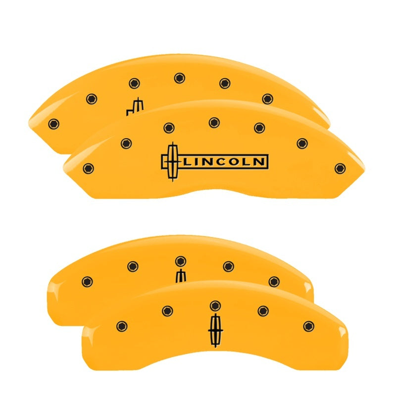 MGP Lincoln MKX Caliper Covers Set - Yellow Powder Coat with Engraved Logos (Part #36007SLC1YL)