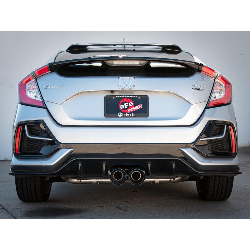 aFe Takeda 3in 304 SS Cat-Back Exhaust System w/Blue Flame Tips 17-20 Honda Civic Sport L4-1.5L (t)-SR1 Performance
