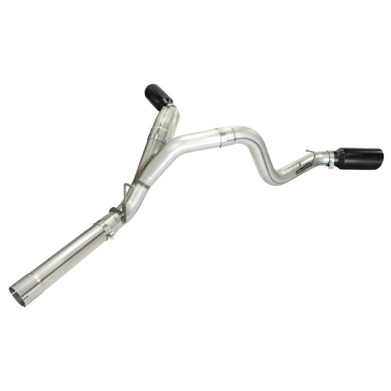 aFe MachForce XP Exhaust 4inch DP-Back All SS 2011-14 GM Diesel Trucks V8-6.6L LML Black Tips-SR1 Performance