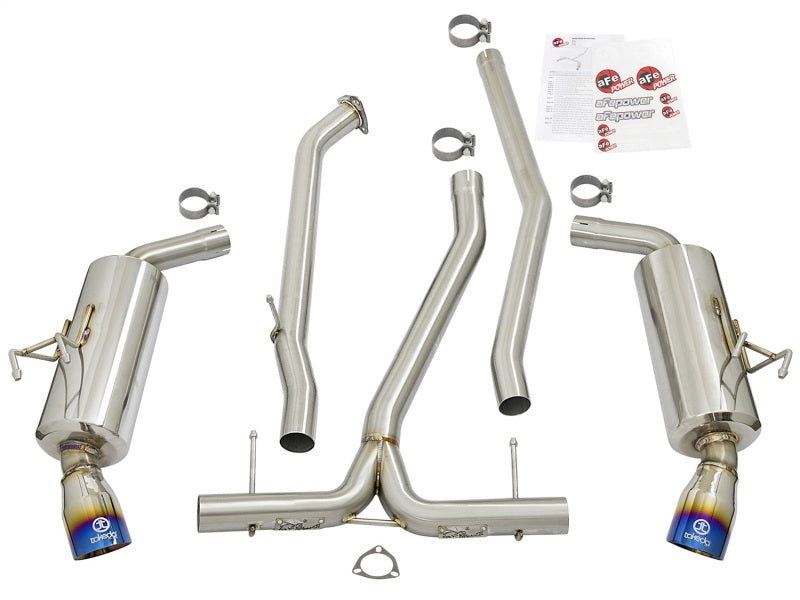 aFe POWER Takeda 16-17 Honda Civic I4-1.5L (t) 2.5-2.25in 304 SS CB Dual-Exit Exhaust Blue Tips-SR1 Performance