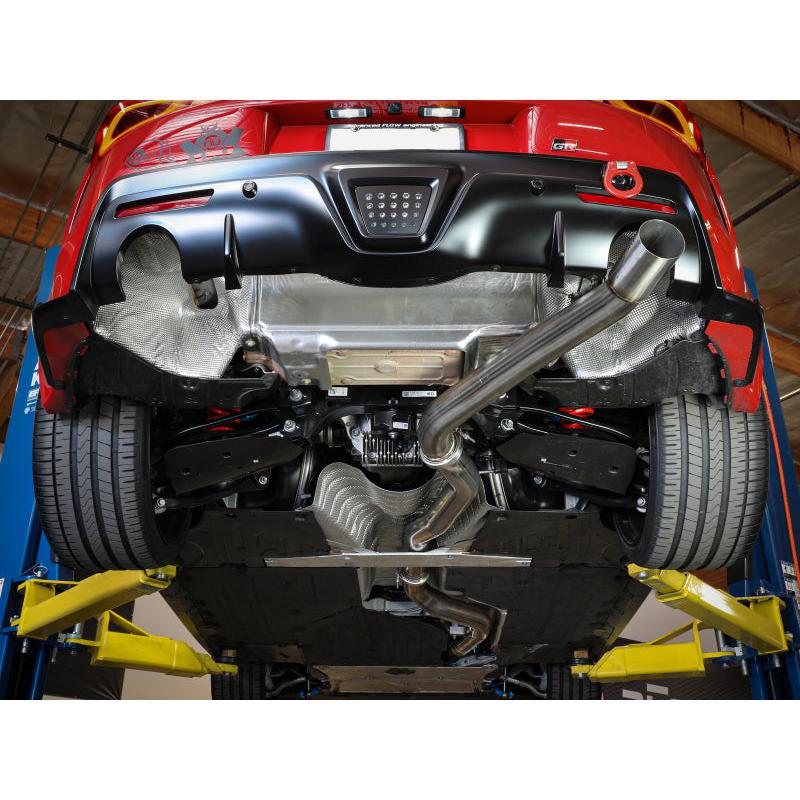 aFe POWER Takeda 2020 Toyota Supra L6-3.0L (t) 3.5in 304 SS CB Exhaust 4in Brushed Finish Tip-SR1 Performance