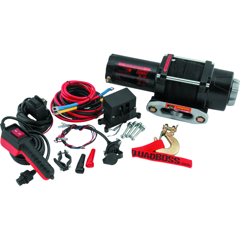 QuadBoss 3500 lb Winch with Dyneema Synthetic Rope * Heavy-Duty Powersports Winch