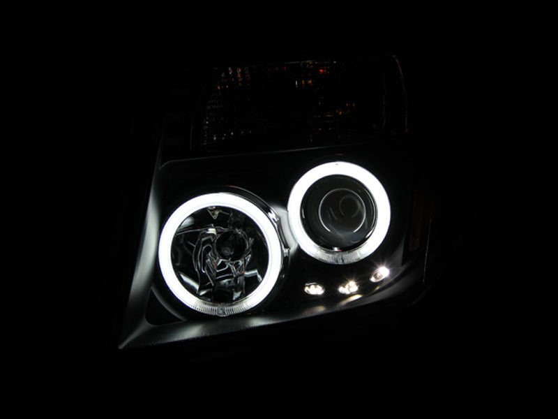 ANZO 2005-2008 Nissan Frontier Projector Headlights w/ Halo Black-SR1 Performance