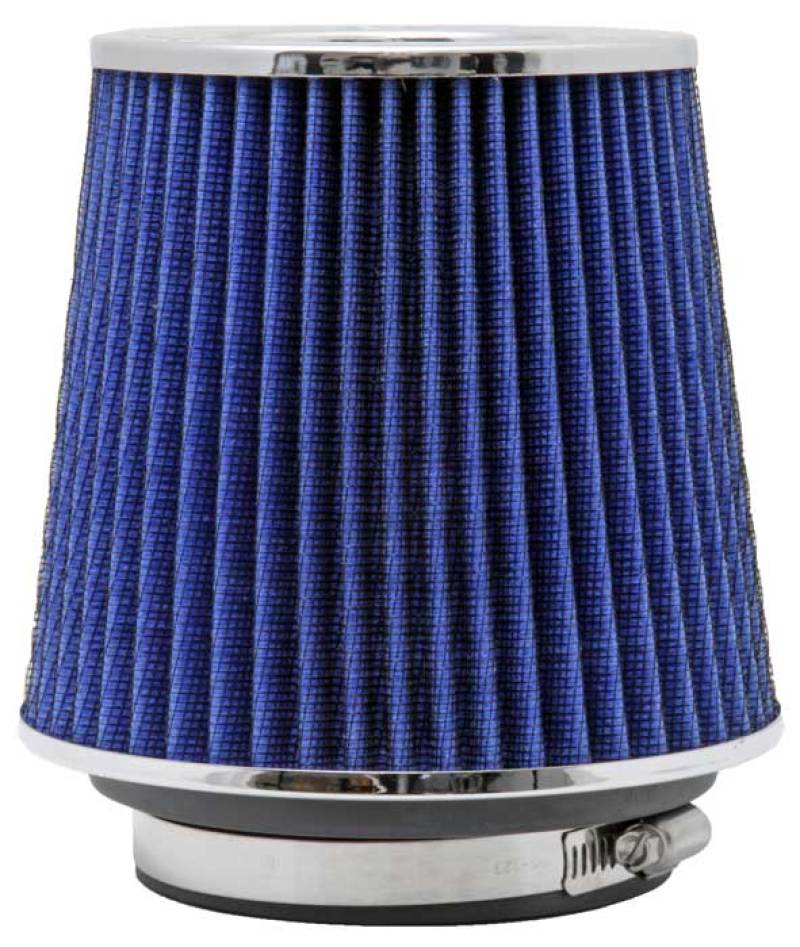 K&N Universal Air Filter Chrome Round Tapered Blue - 4in Flange ID x 1.125in Flange Length x 5.5in H-SR1 Performance