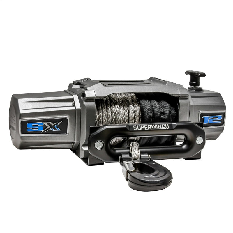 Superwinch 12000 LBS 12V DC 3/8in x 80ft Synthetic Rope SX 12000SR Winch - Graphite