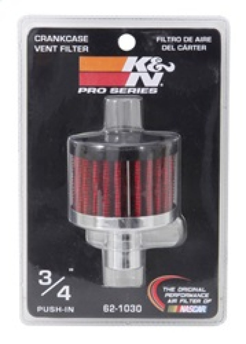 K&N Steel Base Crankcase Vent Filter .75in Vent OD x 2in OD x 1.5in Height-SR1 Performance