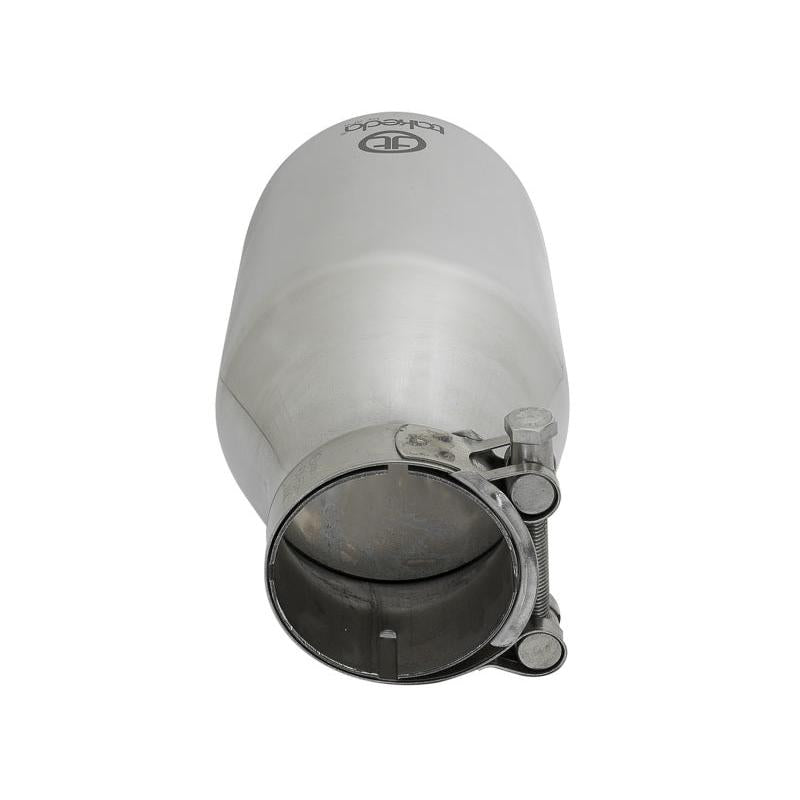 aFe Takeda 304 Stainless Steel Clamp-On Exhaust Tip 2.5in. Inlet / 4.5in. Outlet / 9in. L - Polished-SR1 Performance