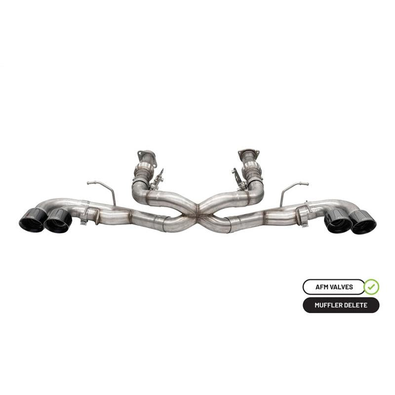 Corsa 20-24 Corvette C8 3in Xtreme Cat-Back Exhaust 4.5in Blk Quad Tips - Integrates stock AFM Valve