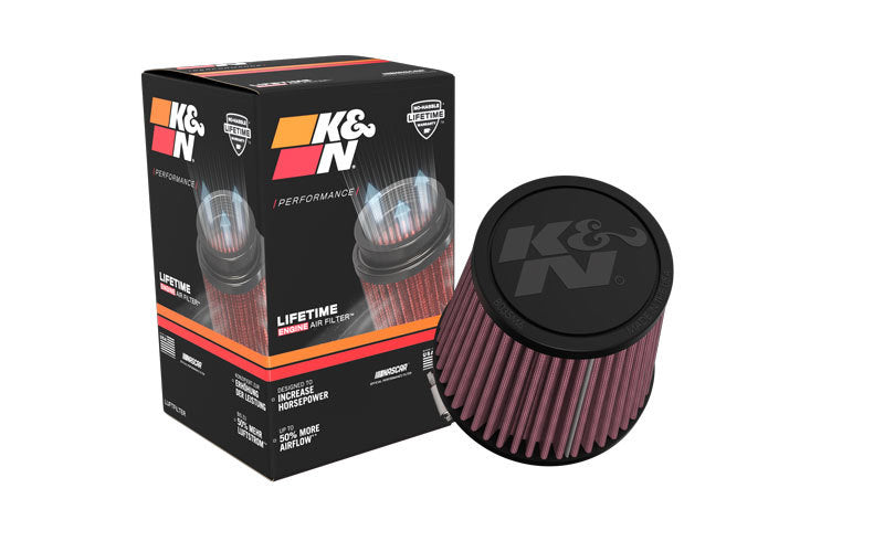 K&N Universal Clamp-On Air Filter 3in FLG /4 1/2in B / 3 1/2in T / 4 3/8in H-SR1 Performance