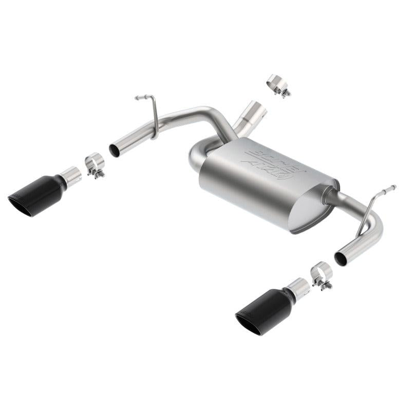 Borla 12-14 Jeep Wrangler JK 2/4Dr Rr Section ATAK Single Square Rlld Angle-Cut Black Chrome Exhaust