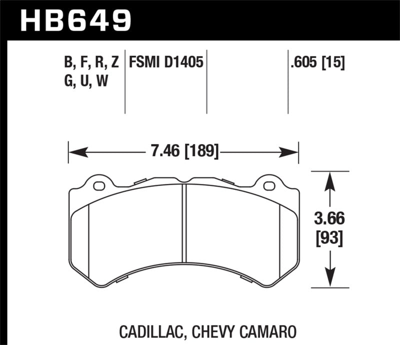 Hawk 08-12 Cadillac CTS-V / 12 Jeep Grand Cherokee (WK2) SRT8 DTC-30 Front Race Brake Pads-SR1 Performance