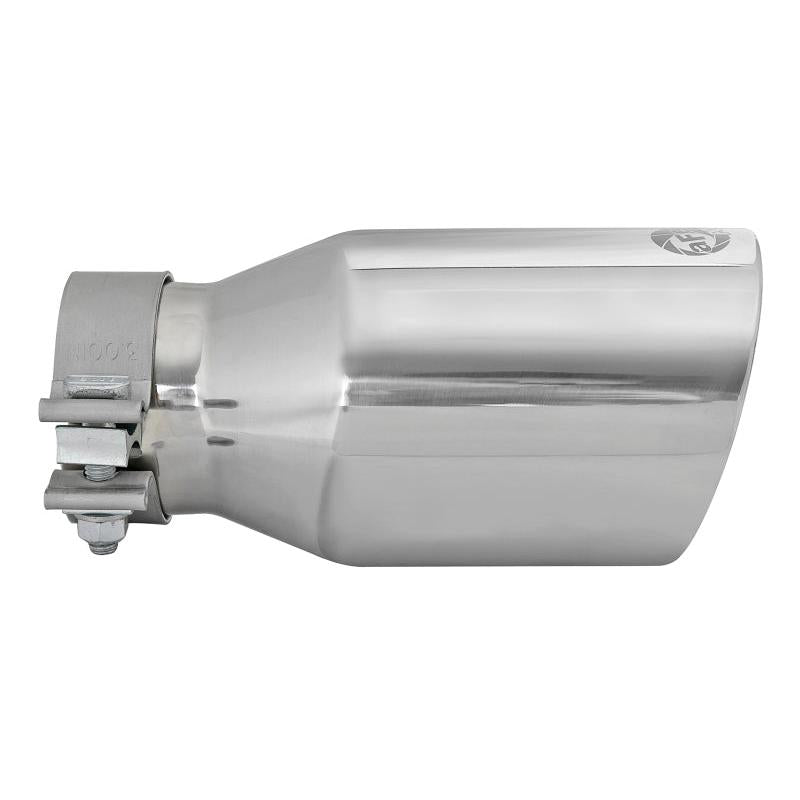 aFe MACH Force-Xp Univ 304 SS Double-Wall Clamp-On Exhaust Tip - Polished - 3in Inlet - 4.5in Outlet-SR1 Performance