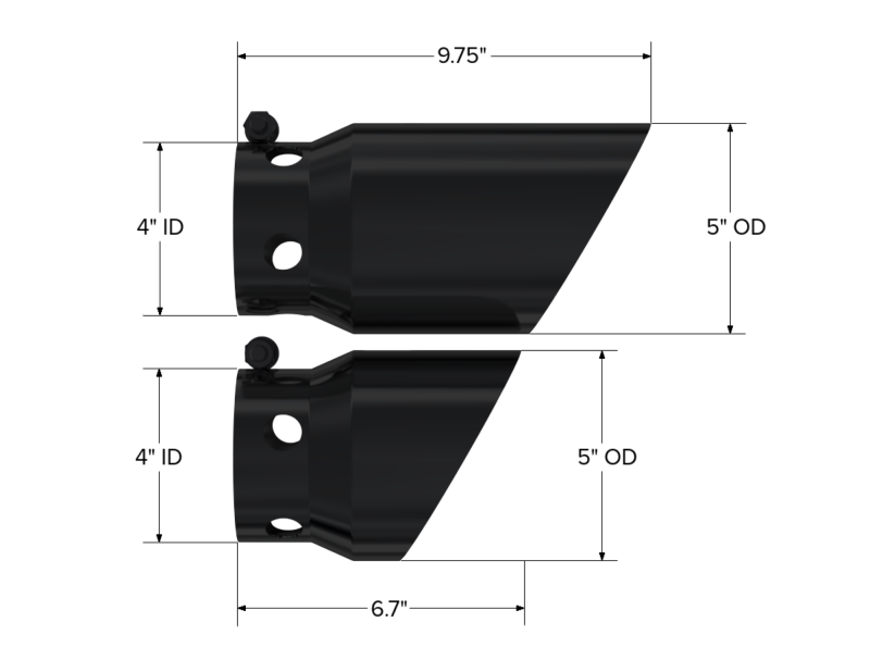 MBRP 2008+ Ford F250/350/450 6.4 L 4 inlet 5 Tip Cover Set - 6.75in and 9.75in Length - Black