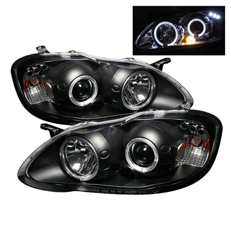 Spyder Toyota Corolla 03-08 Projector Headlights LED Halo- LED Blk - Low H1 PRO-YD-TC03-HL-BK-SR1 Performance