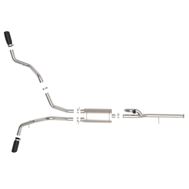 aFe Gemini XV 3in 304 SS Cat-Back Exhaust w/ Cutout 14-19 GM Trucks 4.3L/5.3L w/ Black Tips