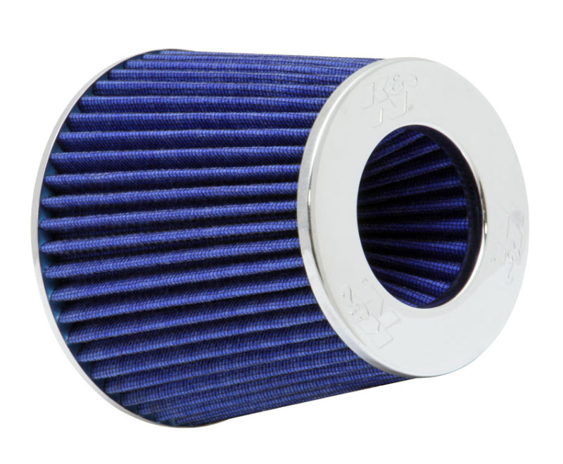 K&N Universal Air Filter Chrome Round Tapered Blue - 4in Flange ID x 1.125in Flange Length x 5.5in H-SR1 Performance