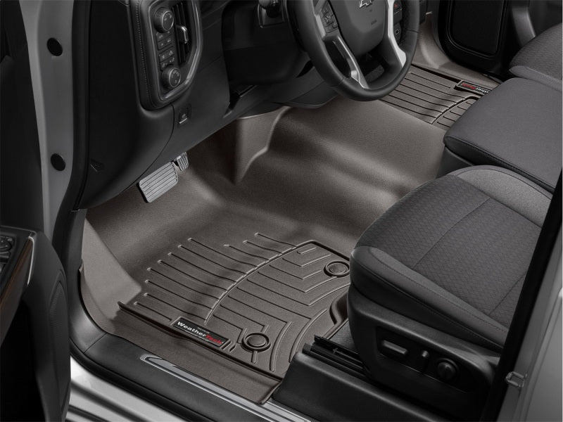 WeatherTech DigitalFit Front FloorLiner for 2019 Chevrolet Silverado 1500 – Cocoa, Over The Hump