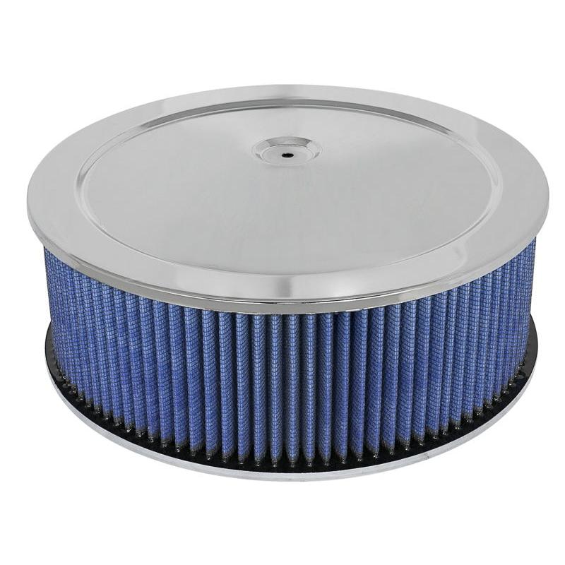 aFe MagnumFLOW Air Filters Round Racing P5R A/F Chrome Assy 14x5: Blk/Blue E/M-SR1 Performance