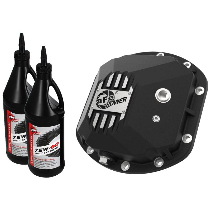 aFe 97-18 Jeep Wrangler TJ/JK Dana 30 Street Series Diff Cover w/ Machined Fins & Gear Oil - Black-SR1 Performance