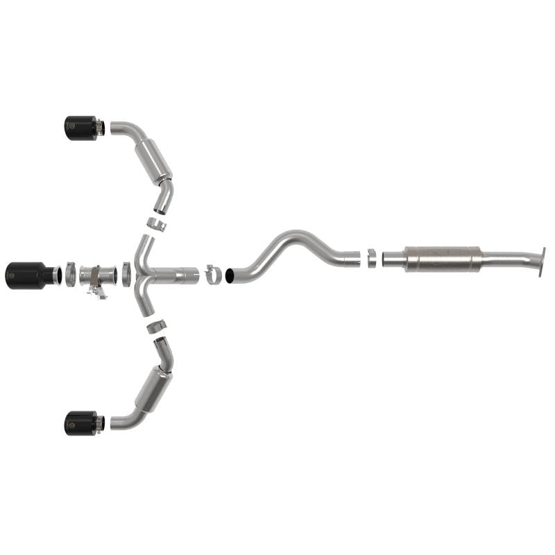 aFe 23-24 Toyota GR Corolla L3 1.6L (t) Gemini XV 3in to 2-1/2in Cat Back Exhaust w/ Black Tips-SR1 Performance
