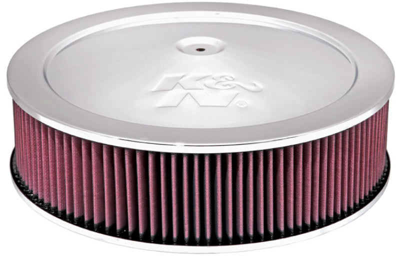 K&N 14in Red Custom Air Cleaner Assembly - 5.125in ID x 14in OD x 3.75in H x 1.25in Drop Base-SR1 Performance
