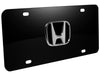 Honda Black Steel License Plate with 3D Chrome Logo