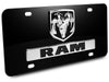 RAM Black Steel License Plate with 3D Chrome Logo