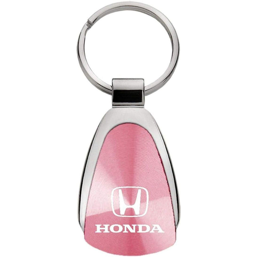 Honda Logo Metal Chrome Tear Drop Key Chain Ring Fob - Pink