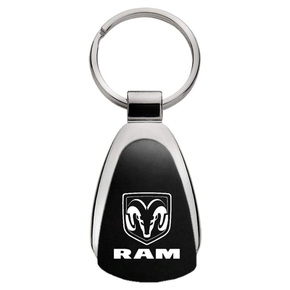 Dodge RAM Tear Drop Metal Key Ring Keychain - Black