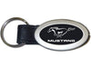 Ford Mustang Oval Key Chain - Black Leather