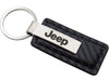 Jeep Cherokee Carbon Fiber Texture Leather Key Chain - Black