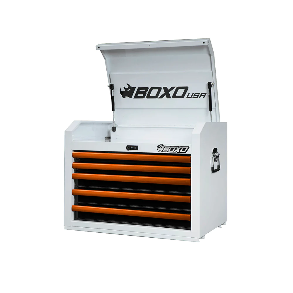BOXO USA 26" 5-Drawer Pro Series Top Tool Chest - Gloss White