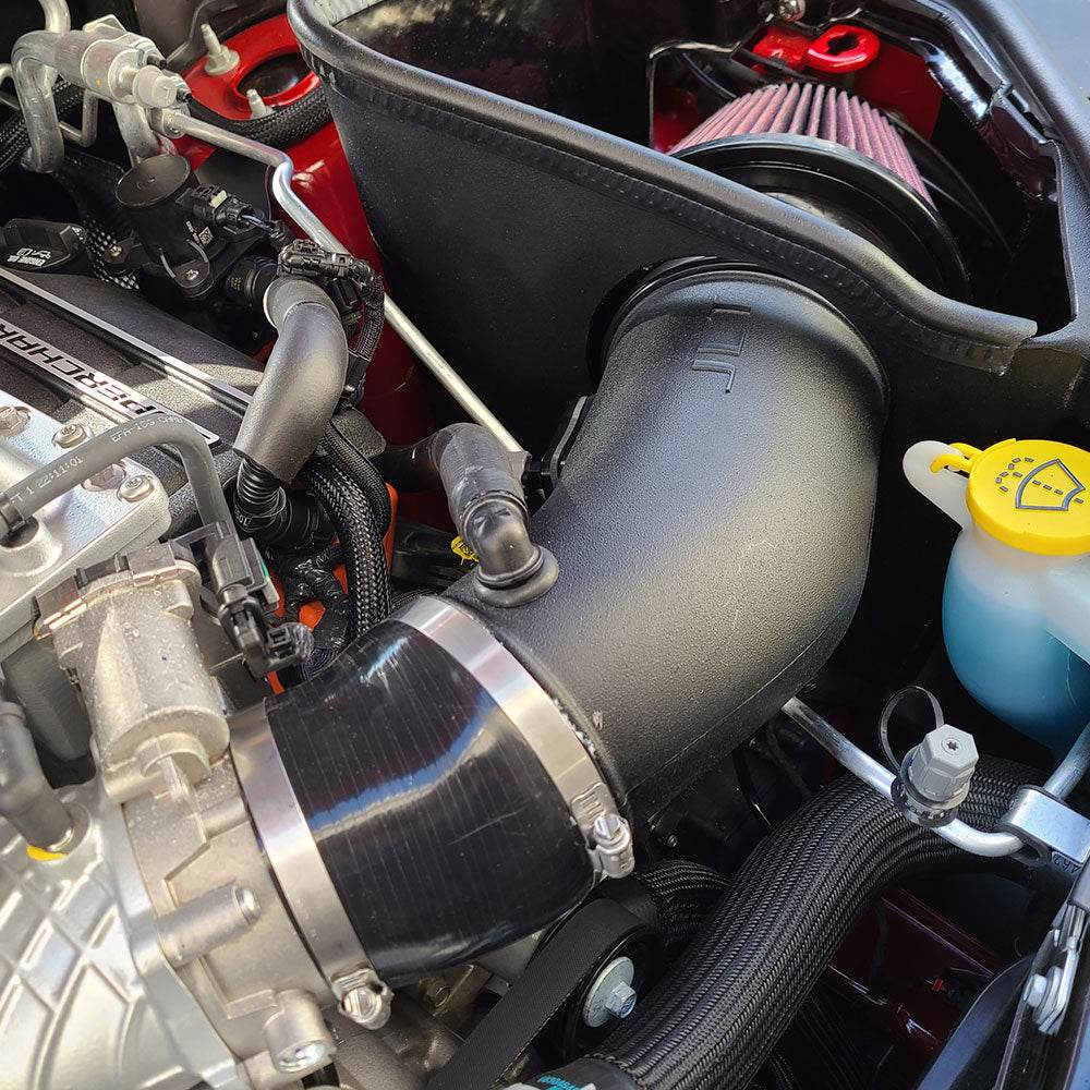 JLT COLD AIR INTAKE FOR 2021-2025 DODGE DURANGO HELLCAT - S&B installed in the engine compartment of a vehicle
