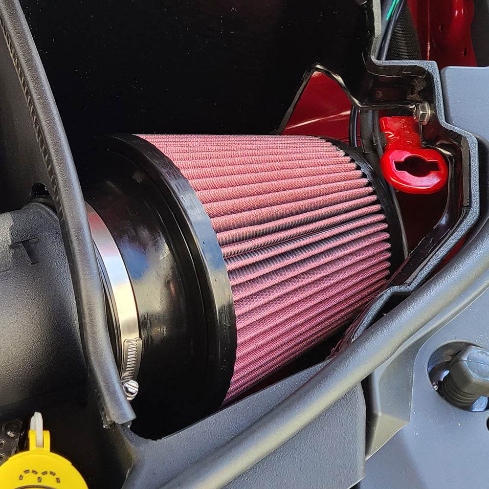 JLT COLD AIR INTAKE FOR 2021-2025 DODGE DURANGO HELLCAT - S&B installed in the engine compartment of a vehicle
