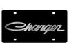 Dodge Charger License Plate - Black with Mirrored Script