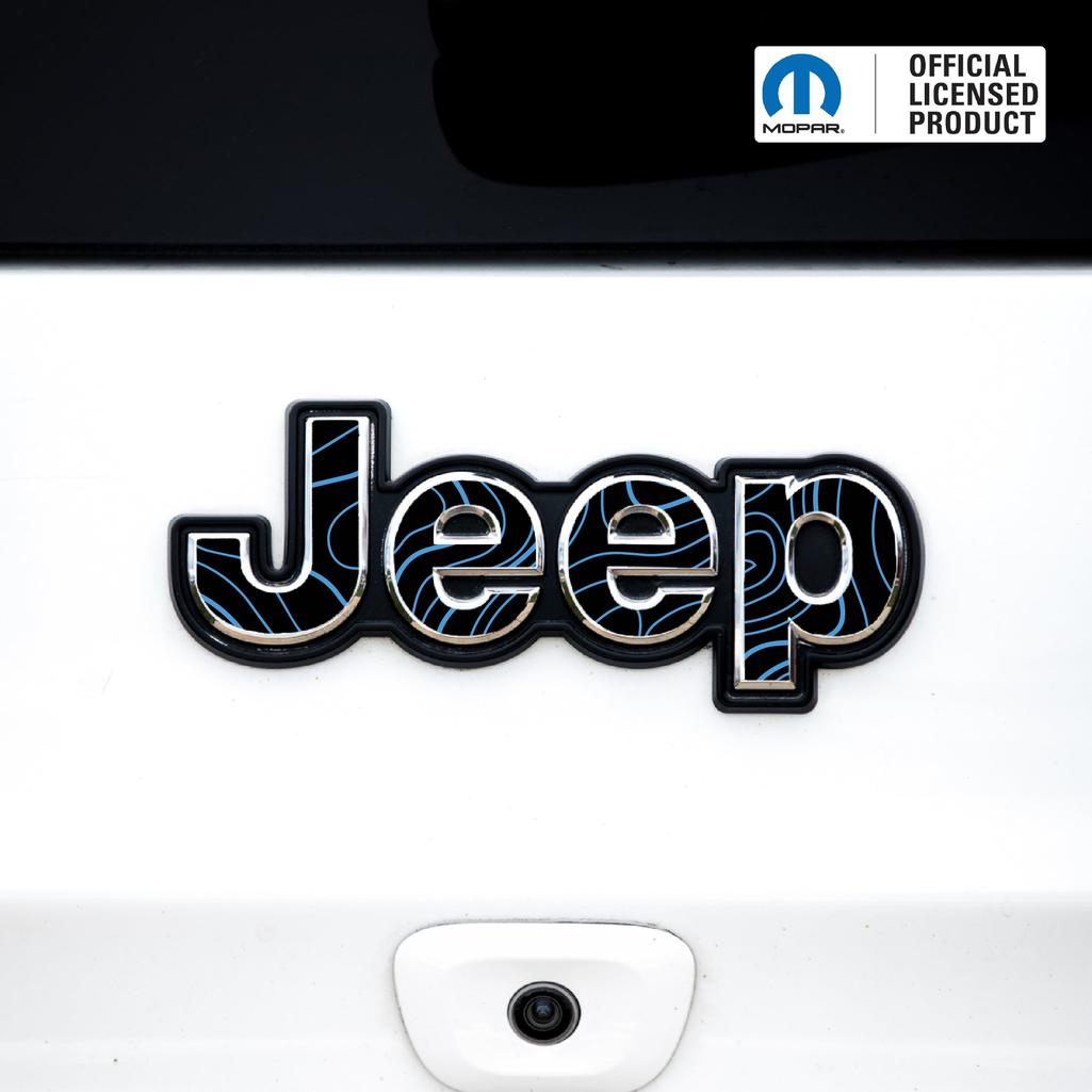 Jeep Emblem Overlay Decals – Topographic Map Print | Fits Grand Cherokee, Cherokee, Compass, Renegade, Liberty, Patriot (Various Years)
