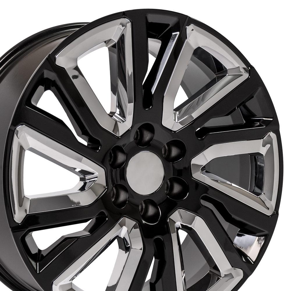 22" Replica CV39 fits GMC Sierra 22x9 Black and Chrome-SR1 Performance
