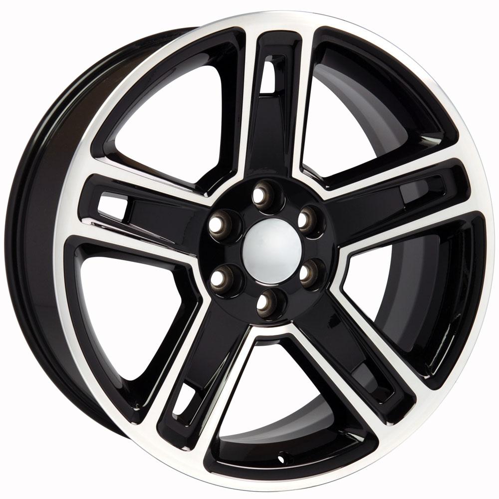 22" Replica CV74B fits Chevrolet Silverado 22x9 Black Mach'd-SR1 Performance