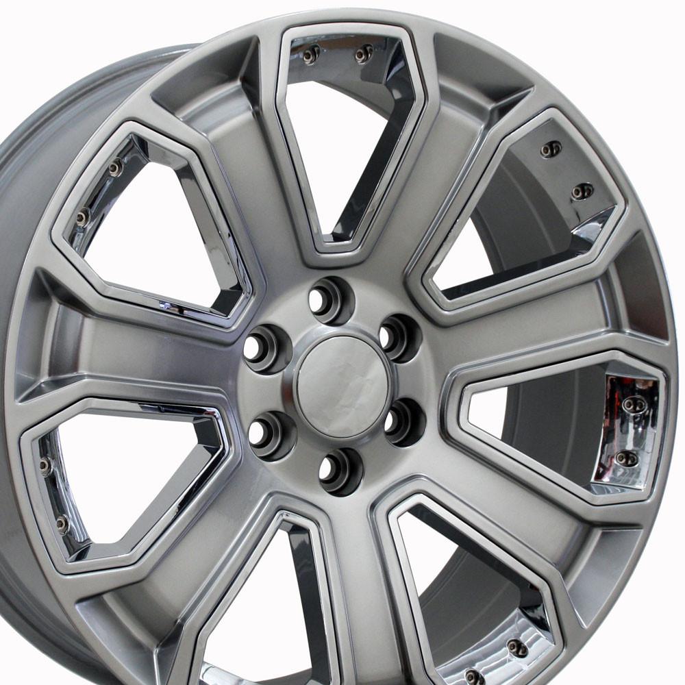 22" Replica CV93B fits Chevy Silverado 22x9 Hyper Black with Chrome Insert-SR1 Performance