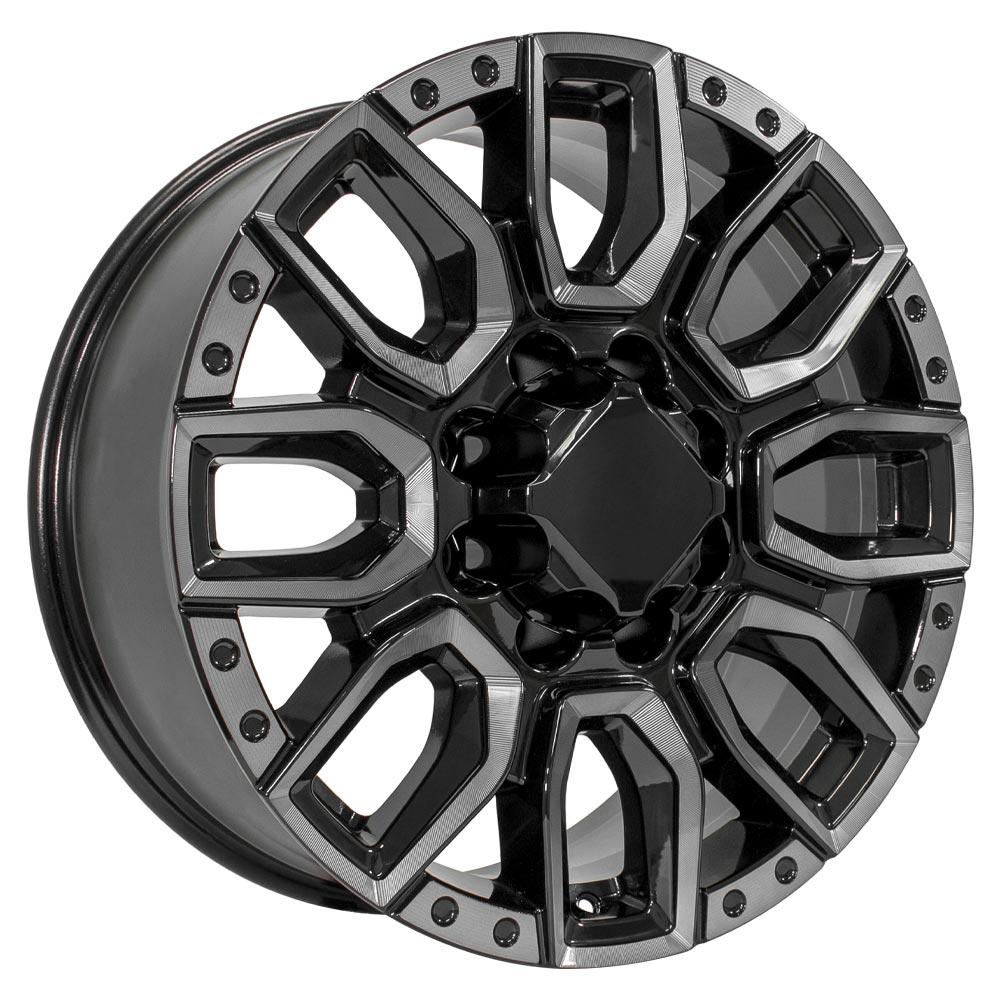 20" Replica CV97A fits GMC Sierra 2500/3500 20x8.5 Black Milled Edge with Tinted Clear-SR1 Performance