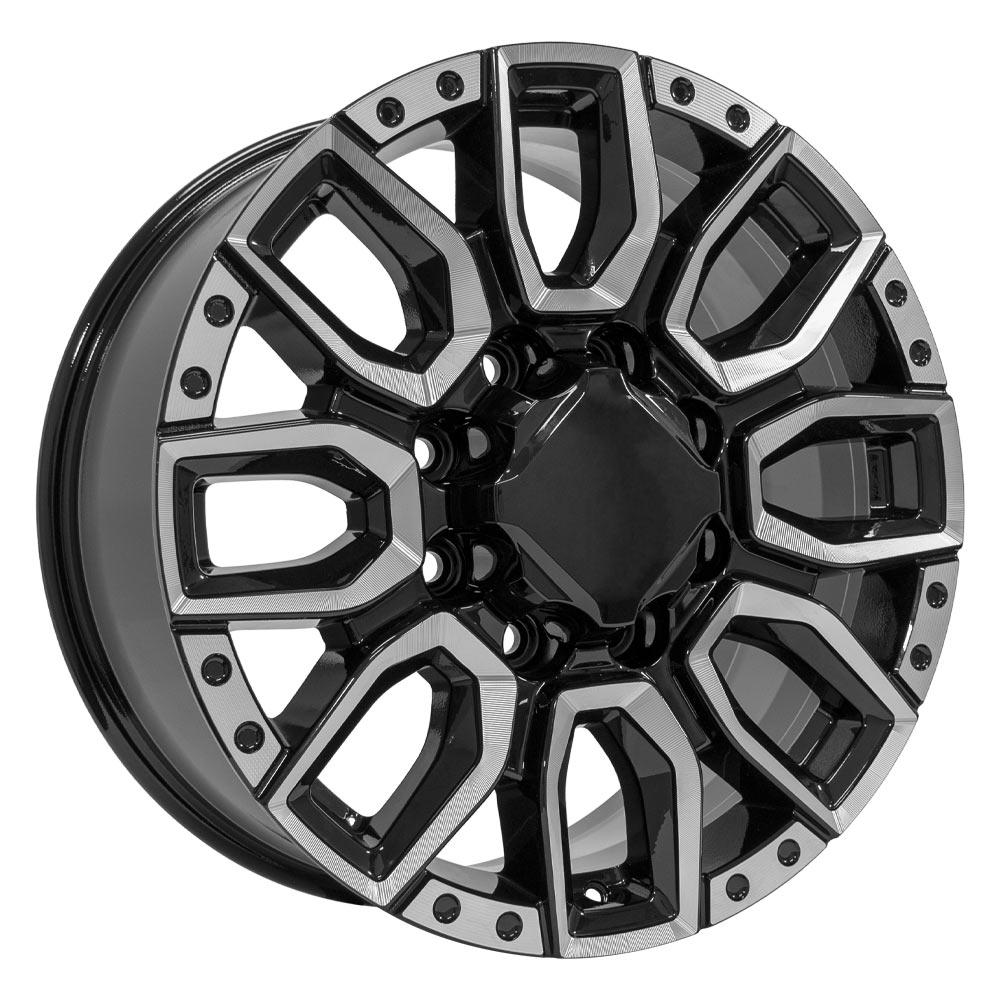 20" Replica CV97B fits GMC Sierra 2500/3500 20x8.5 Black with Milled Edge-SR1 Performance