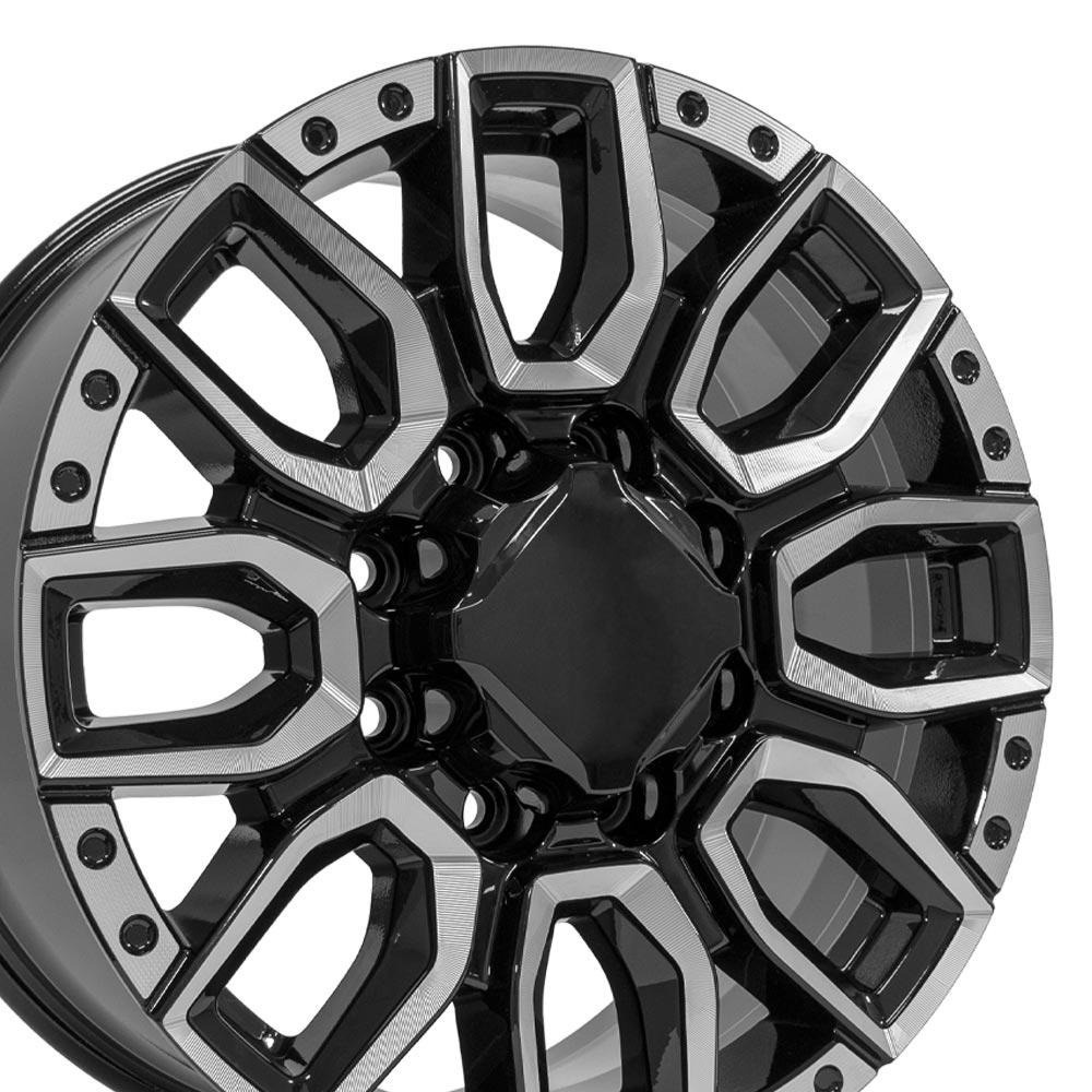 20" Replica CV97B fits GMC Sierra 2500/3500 20x8.5 Black with Milled Edge-SR1 Performance
