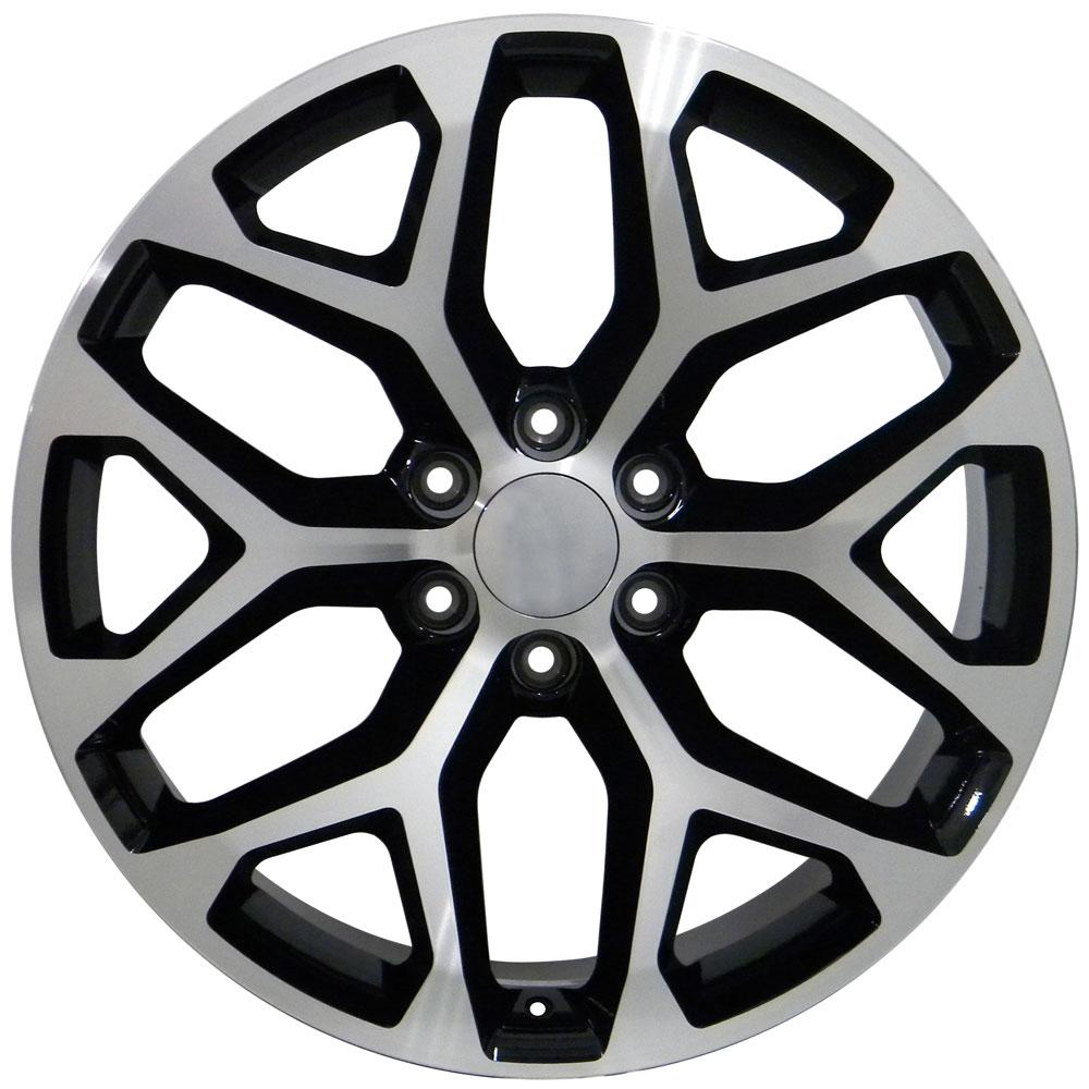 20" Replica CV98B fits Chevy Silverado 20x9 Black Mach'd-SR1 Performance
