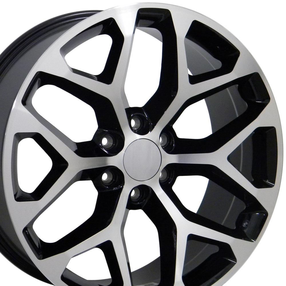 20" Replica CV98B fits Chevy Silverado 20x9 Black Mach'd-SR1 Performance
