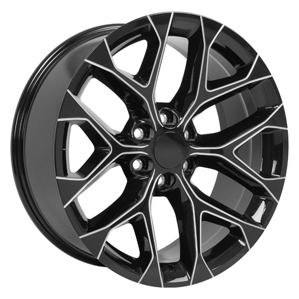 22" Replica CV98B fits Chevy Silverado 22x9 Black with Milled Edge-SR1 Performance