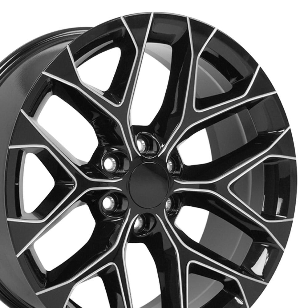 22" Replica CV98B fits Chevy Silverado 22x9 Black with Milled Edge-SR1 Performance