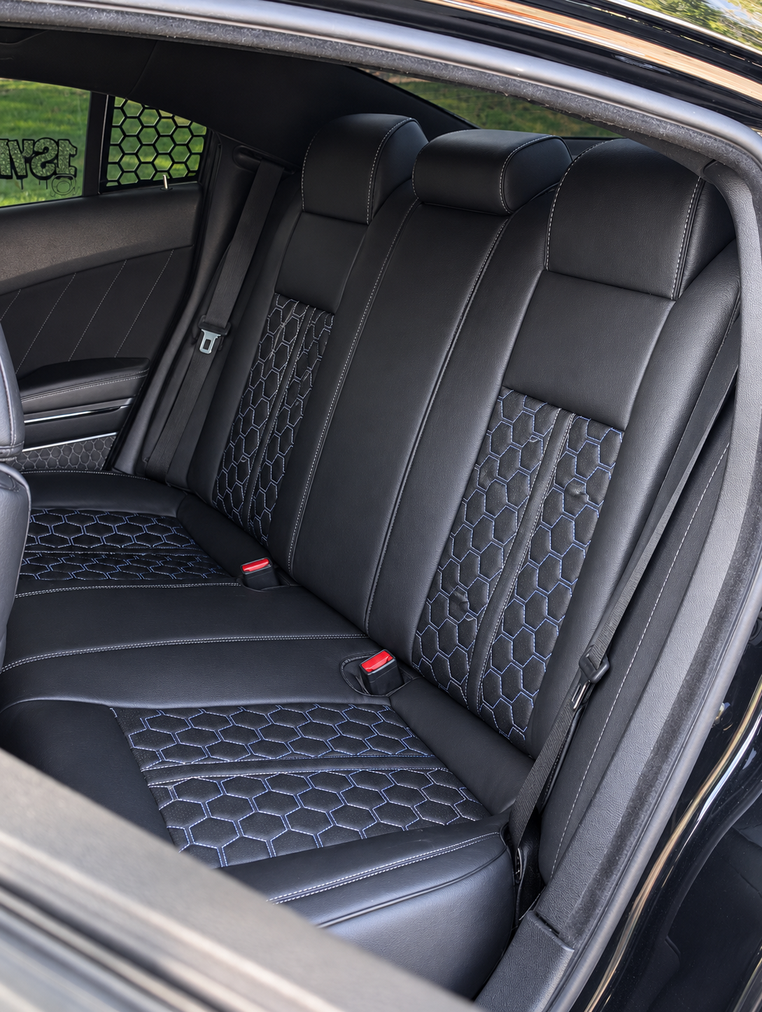 Kustom Interior Custom Fit Seat Covers - Premium Artificial Leather, Front & Rear Seat Protection with Embroidered Logos for Dodge Charger/Challenger & Jeep Wrangler/Gladiator