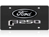 Ford F-250 License Plate - Black Carbon Steel with Mirrored Logo