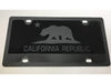 California Republic State Flag Blacked Out Carbon Steel License Plate